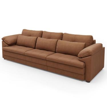 Imagem de Sofá Retrátil 3 Lugares Para Sala 297cm Dijon Couro Mel S07 - Mpozenato