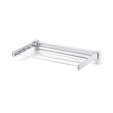 Imagem de Varal Retrátil Dobrável de Parede 5 Kg Branco Ordene, Branco