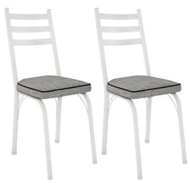 Imagem de Kit 2 Cadeiras Para Cozinha Tubular D-13 Nara De Aço Branco/grafiato -