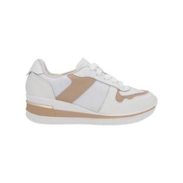 Imagem de Tenis Feminino Usaflex Casual Multimaterial Cadarço Branco-Feminino