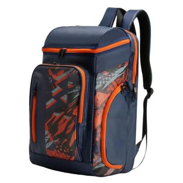 Imagem de menolana Mochila de tênis multifuncional Mochila de pickleball de tênis com compartimento para sapatos Bolsa de badminton para esportes ao ar livre, Laranja Azul