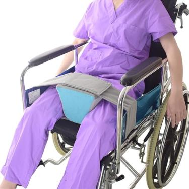 Imagem de HOONHERY Almofada limitadora antiderrapante com cunha de sela e cinto de segurança, alças de fixação de perna dividida para cadeira de rodas, acessório para cadeira de rodas, almofada de proteção