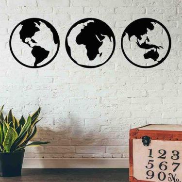 Imagem de Quadro Mandala Decorativo Mapa mundi Vazado  MDF 3mm - Decoarts, PRETO