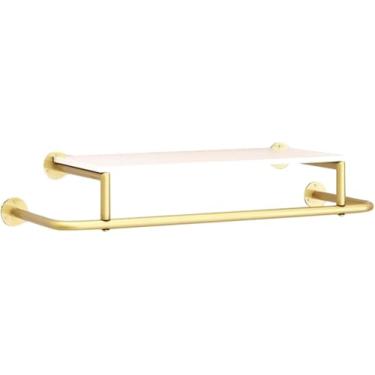 Imagem de Barra De Suspensão De Roupas De Cachimbo Dourado Rack De Suspensão Vintage Montado Na Parede Com Prateleira De Metal Cabideiro Dourado, 100cm