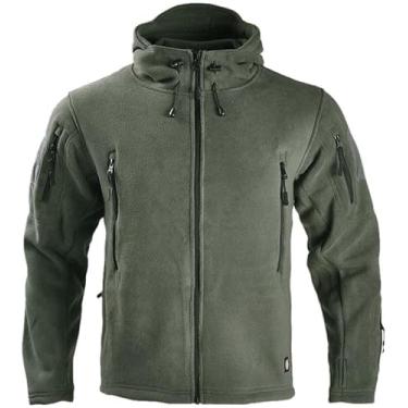 Imagem de Jaqueta Militar Masculina Fleece Tático Combate Completo Com Capuz Ideal Para Caminhadas, Khaki, L