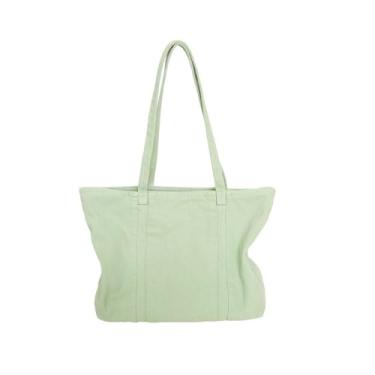 Imagem de Bolsa econômica de lona de algodão, bolsa de ombro feminina Hobo, bolsa transversal com 3 bolsos externos, fecho de zíper, Sacola 2 - verde, Medium, Casual