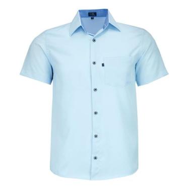 Imagem de Camisa Social Masculina Mc Lbl Com Bolso Não Amassa 3031, Azul bebê, 7