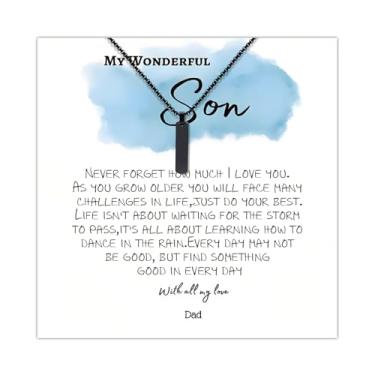 Imagem de Colar masculino To My Son from Mom com pingente preto de aço inoxidável, presentes de aniversário inspiradores para homens, Aço inoxidável, Sem Pedra Preciosa