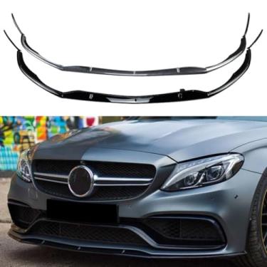 Imagem de Protetor de spoiler labial difusor de para-choque dianteiro compatível com C-Class W205 C205 S205 C63 2015-2022 Kit de carroceria acessórios para carro (preto brilhante)