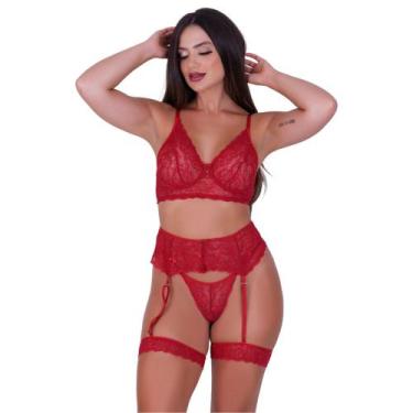 Imagem de Conjunto Lingerie Sutiã sem Bojo e Perneira Sensual - c8 CONJUNTO AMÉL