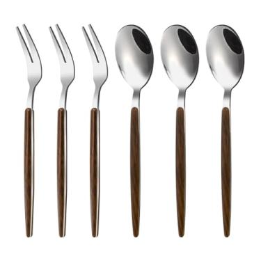 Imagem de VANRA Conjunto de colheres de café, garfos de sobremesa, mini colher de aperitivo, pequenas colheres de chá de aço inoxidável, talheres, talheres, colheres de chá, garfos de salada