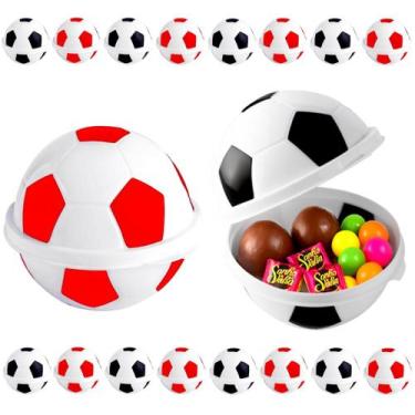 Imagem de 16 Porta Doces Bola Futebol Festa Lembrança Pote Surpresa Rubro Negro 