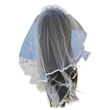 Imagem de Tiara Noiva Branco C/Véu Fantasia Festa Carnaval Despedida - sm decora