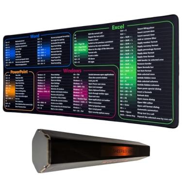 Imagem de SHEEP&SHEEP Tapete de mesa e mouse pad Excel – 2GG 89,9 cm x 39,9 cm Tapete de mesa para atalhos de escritório | Superfície impermeável | Base antiderrapante | Bordas costuradas
