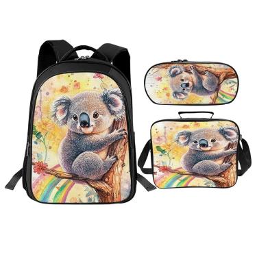 Imagem de Conjunto de mochilas escolares Trimety Cute Koala com lancheira