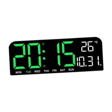 Imagem de Ｂｅｓｇａ Relógio de parede digital grande, relógio digital LED grande com data, semana e temperatura para sala de estar, Verde