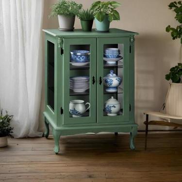 Imagem de Cristaleira de Madeira 2 Portas 2 Prateleiras Pés Luiz XV 1055 - Meyer