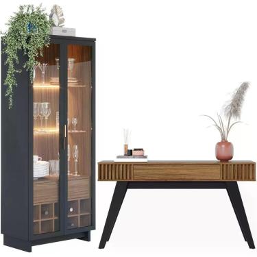 Imagem de Aparador Riveira E Cristaleira Guanabara Noce Milano Preto