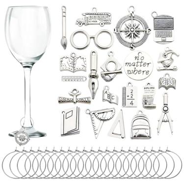 Imagem de CNYMANY 21 peças de pingentes de taça de vinho, materiais de estudo, marcadores temáticos para bebida, cálice, design de fivela, para degustação de vinho, champanhe, lembrancinhas de festa