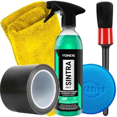Imagem de Kit Limpeza Automotiva Limpador Bactericida Sintra Fast 500ml Vonixx Fita De Couro Acessórios Karbox