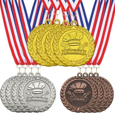 Imagem de YUJUE 12 medalhas de culinária de chapéu de chef (ouro, prata, bronze), medalhas Chili Cook Off Medalhas de culinária para prêmios com fitas de pescoço Prêmio Troféu Campeonato de Concurso de