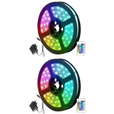 Imagem de Kit 2x Fita De Led RGB 5050 5 Metros Ip65 60 Led/m Com Controle + Fonte