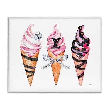 Imagem de Stupell Industries Design de arte giclée emoldurado branco em cones de sorvete glamorosos por Amanda Greenwood, 61 x 76 cm