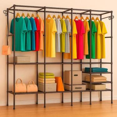 Imagem de Closet Aberto Casal 4 Colunas Sem Portas Simples Armário e Guarda Roup