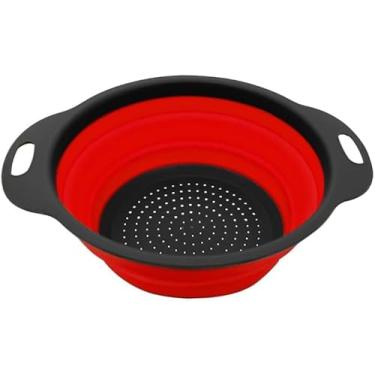 Imagem de Escorredor Multiuso Silicone 24cm Redondo Dobrável Retrátil Para Macarrão Massas Legumes Moderno - E-ShopCenter