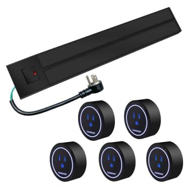 Imagem de Régua de energia, tomada elétrica, tomada de trilho de 50 cm com adaptadores de várias tomadas, interruptor soquete de controle de economia de energia para casa elegante, sala de estar, cozinha