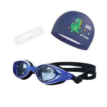 Imagem de Kit Óculos, Estojo e Touca de Natação Infantil Hero Band, Preto azul d