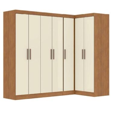 Imagem de Guarda Roupas Modulado De Canto Madrid Com 7 Portas Branco Maxel Madeirado/off White