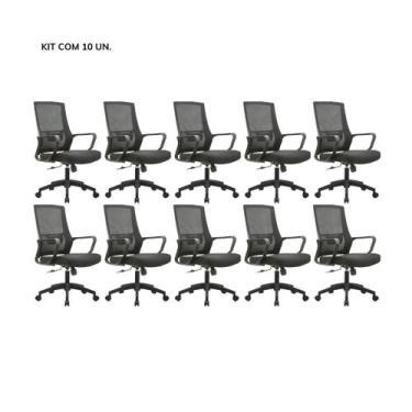 Imagem de KIT Cadeira de Escritório Diretor Crown Preta - Inova Office, 10 Cadei