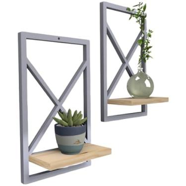 Imagem de Prateleira Estilo Industrial 23x37 cm modelo Quadro - Ideal para Sala, Quarto, Cozinha e Banheiro(CINZA 23 x 37cm,1)