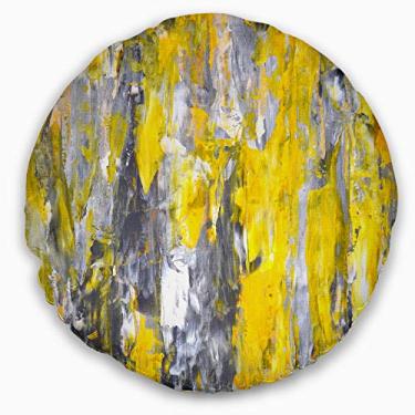 Imagem de Designart estampa abstrata cinza e amarelo para sala de estar, sofá, almofada de alta qualidade + capa de almofada impressa em ambos os lados 40 cm