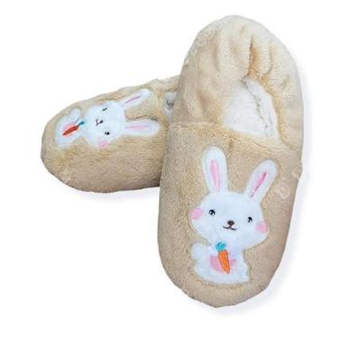 Imagem de Pantufa Sapatilha Menina Coelho Pelinho Antiderrapante - Fênix, Marrom