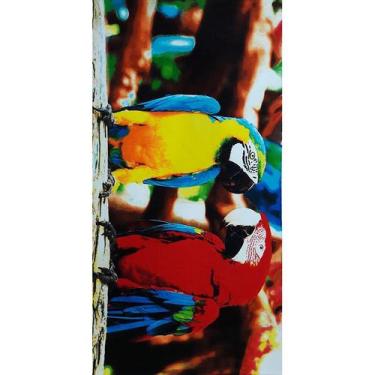 Imagem de Toalha de Praia Margex Microfibra Estampada Araras 73cm x 145m Amarela