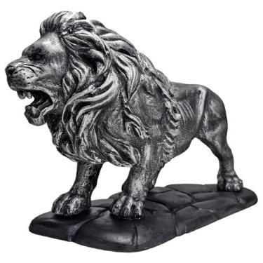 Imagem de Leão Andando Em Pé Base Estátua Decorativa Escultura Animal - M3 Decor