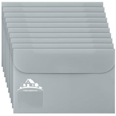 Imagem de Kisston Pacote com 10 pastas imobiliárias cinza tamanho ofício documentos de vinil suprimentos de agente imobiliário com bolso transparente para cartão de visita envelopes de papelada para organização