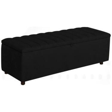 Imagem de Baú Recamier Paris Veludo Preto 160 cm - TNA Decor