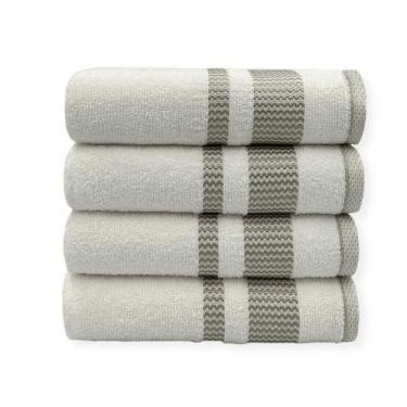 Imagem de Kit 4 Toalhas De Banho Branca Luxo Jacquard Hotel Princess - Dugu