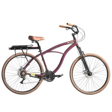 Imagem de Bicicleta BLITZ Aro 29 Terral Beach Cruiser Alumínio Cambio SH 21v Freio á Disco + Bagageiro e Cadeado (Vinho, 18)