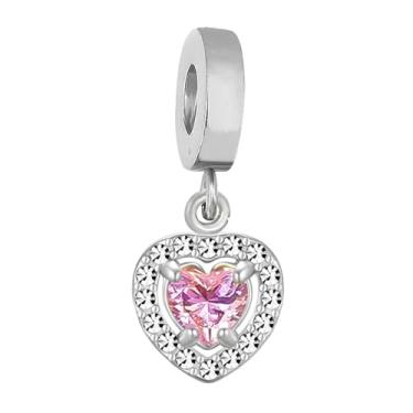 Imagem de BlingNuts Pingente de coração de cristal rosa cintilante I Love You Grandma Birthday compatível com pulseiras Pandora para mulheres joias