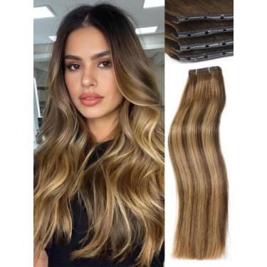 Imagem de Extensões de cabelo WIGNEE 100% Remy Human 45cm T4/27 Honey Blonde