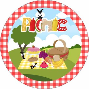 Imagem de Painel de Tecido Sublimado Redondo PicNic Xadrez no Parque Formiguinha