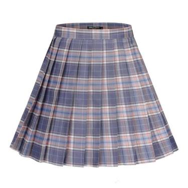 Imagem de Saia Urban CoCo Plaid Plissada Mini para mulheres tamanho L (10)