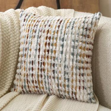 Imagem de Capa de travesseiro Aeckself Boho Chenille tufada 50x50cm laranja bran