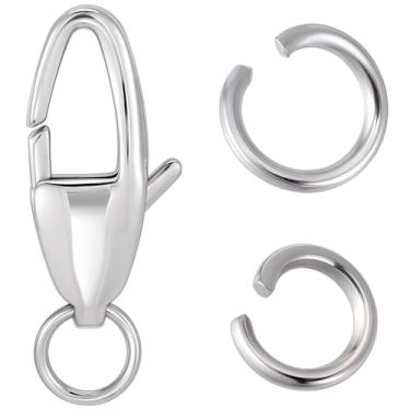 Imagem de Beebeecraft 1 caixa, 6 peças, fechos de garra de lagosta, aço inoxidável, 304, colar de olho de cavalo com 2 tamanhos, anel de salto aberto para fazer joias, colar, pulseira, faça você mesmo