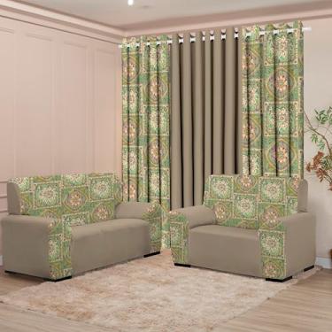 Imagem de Kit Sala com Cortina + Capas de Sofá 2 e 3 Lugares Coladinha Mista (BOHO AVELA)
