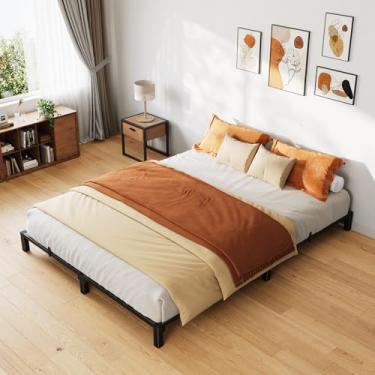 Imagem de homfan Estrutura de cama queen, estrutura de cama de plataforma alta de 15 cm, suporte de ripa de aço resistente, tamanho Queen com espaço de armazenamento, suporta até 362 kg, sem necessidade de